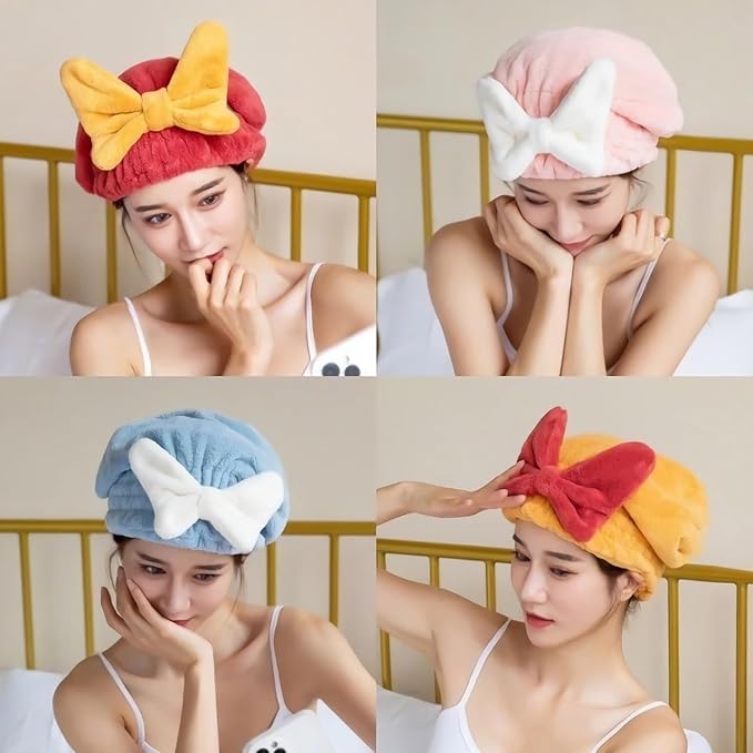 YUMINGUHC Microfiber Hair Drying Caps for Women Red