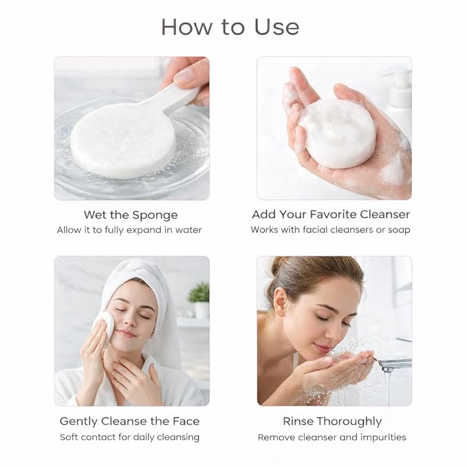 KarsJeGu 120 PCS Compressed Facial Sponges, Natural Cellulose Face Cleaning Pads, Professional Spa-Grade Makeup Remover Sponges for Daily Cleansing,Compact Travel-Friendly Skincare Essentials (White)