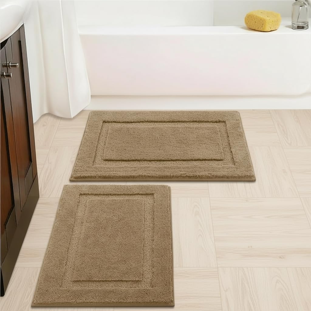 SHACOS Soft Microfiber Bathroom Rugs Set 2 Pieces with Toilet Rug