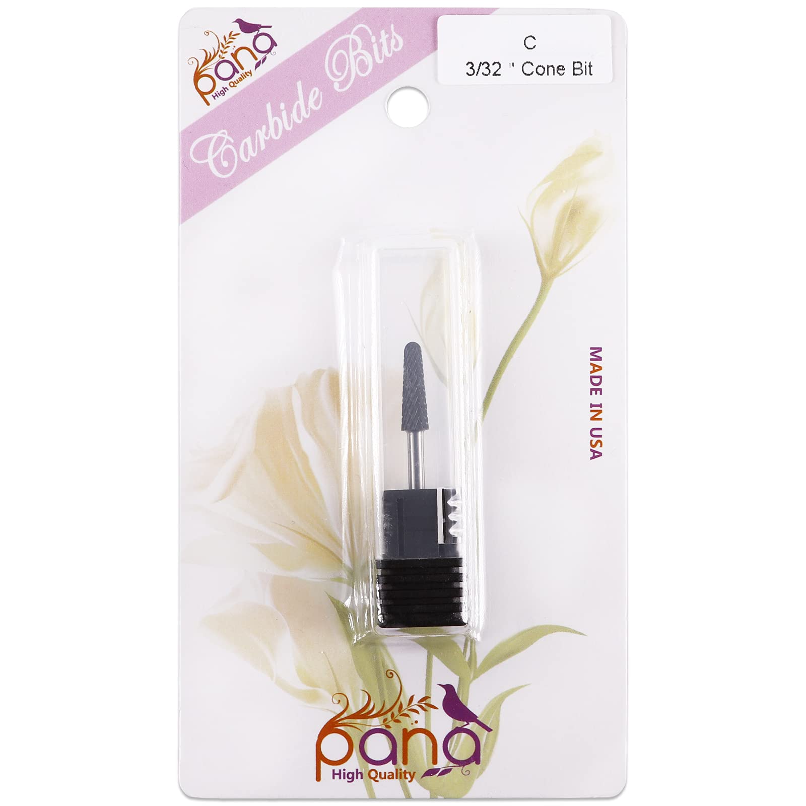 PANA USA Professional 3/32" Shank Size - Cone Shape Carbide Bit - Nail Drill Bit for Manicure Pedicure Tools Dremel Machine (Coarse, DLC Black)