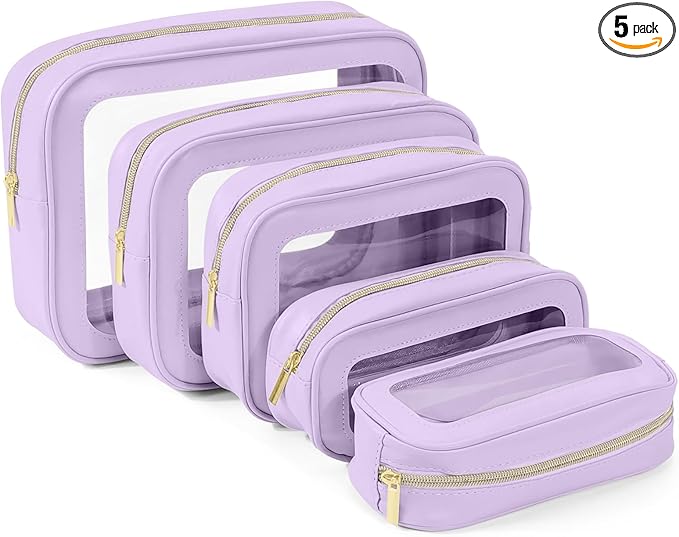 YOPCDJ 5PCS Diaper Bag Organizer Pouch Set, TSA Approved Toiletry Bag，Clear Waterproof TPU Makeup Bag Set Travel Organizer Bags for Women and Kids