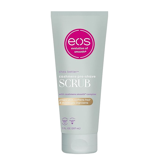 eos Cashmere Skin Collection Pre-Shave Scrub - Vanilla Cashmere, Exfoliating Body Scrub, Hydrating, Shea Sugar, 7 fl oz