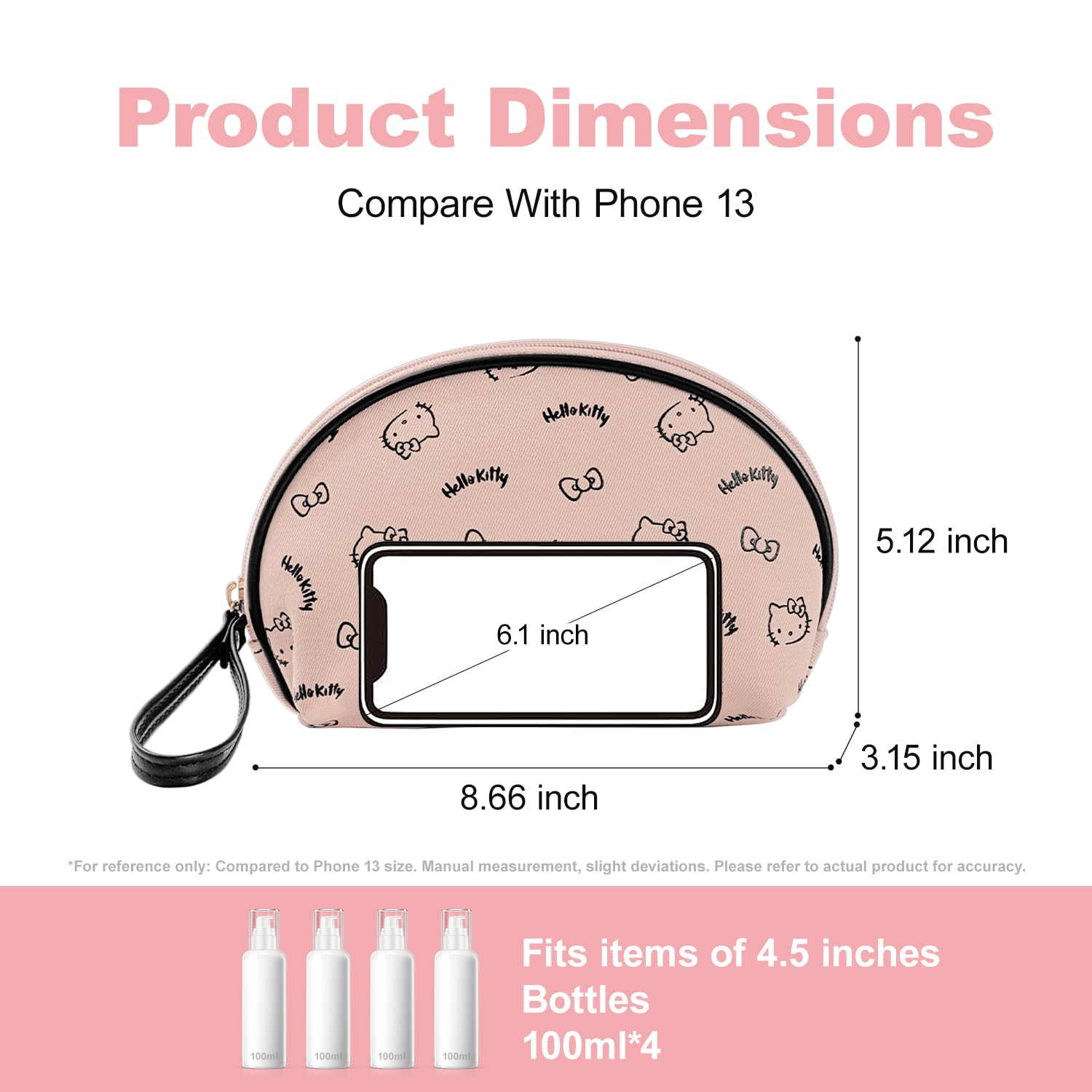 AmBealla 2PCS Travel Makeup Bag Cosmetic Toiletry Organizer,Portable Storage Bags for Cosmetics,Keys,Mobile Phones,Money,Girls,Women-Pink