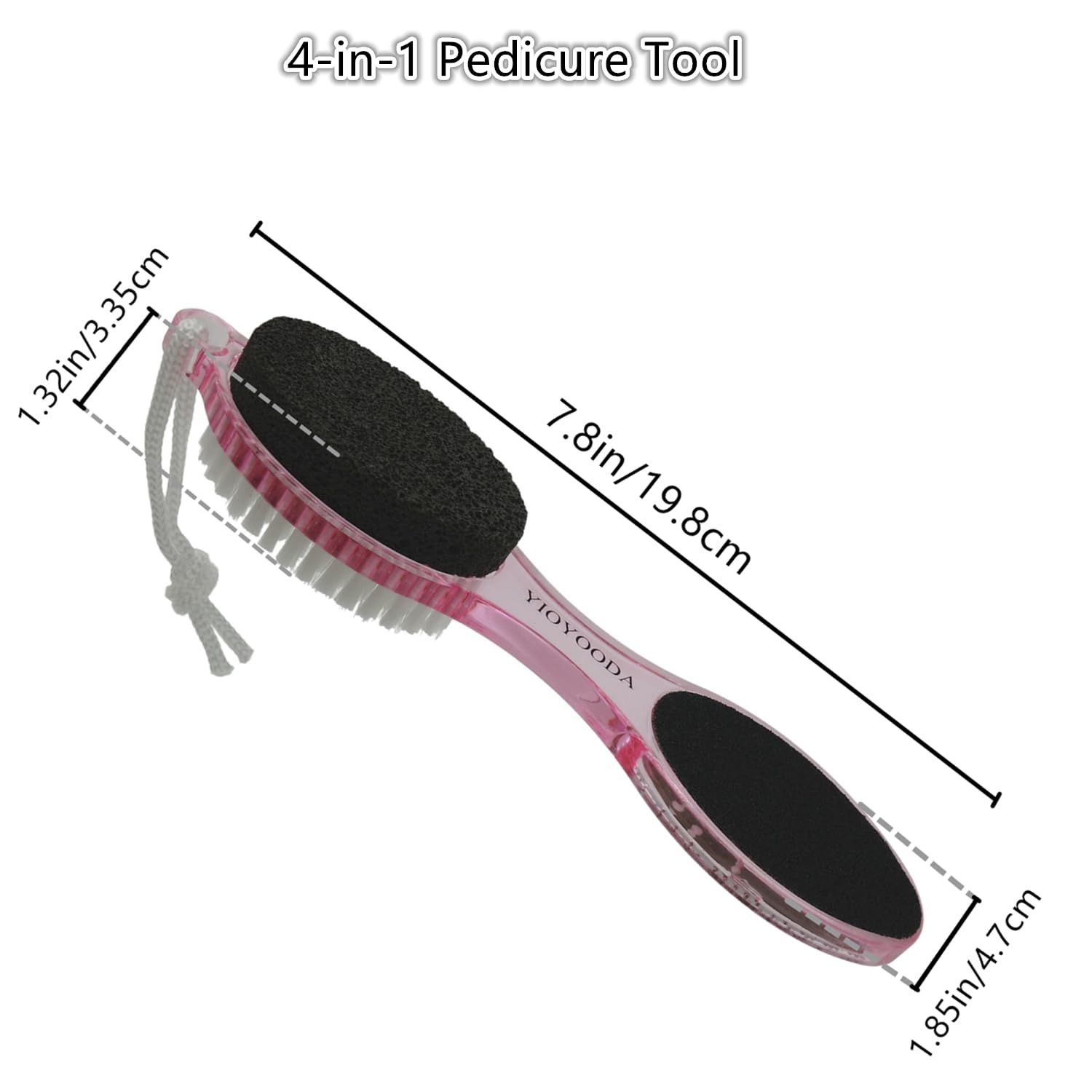 YIOYOODA Foot File Callus Remover 4-in-1, Feet Scraper Pedicure Tools with Pumice Stone, Scrubber Brush, Foot Rasp and Sand Paper, Double Sided Multi Purpose, Clear Pink and Blue