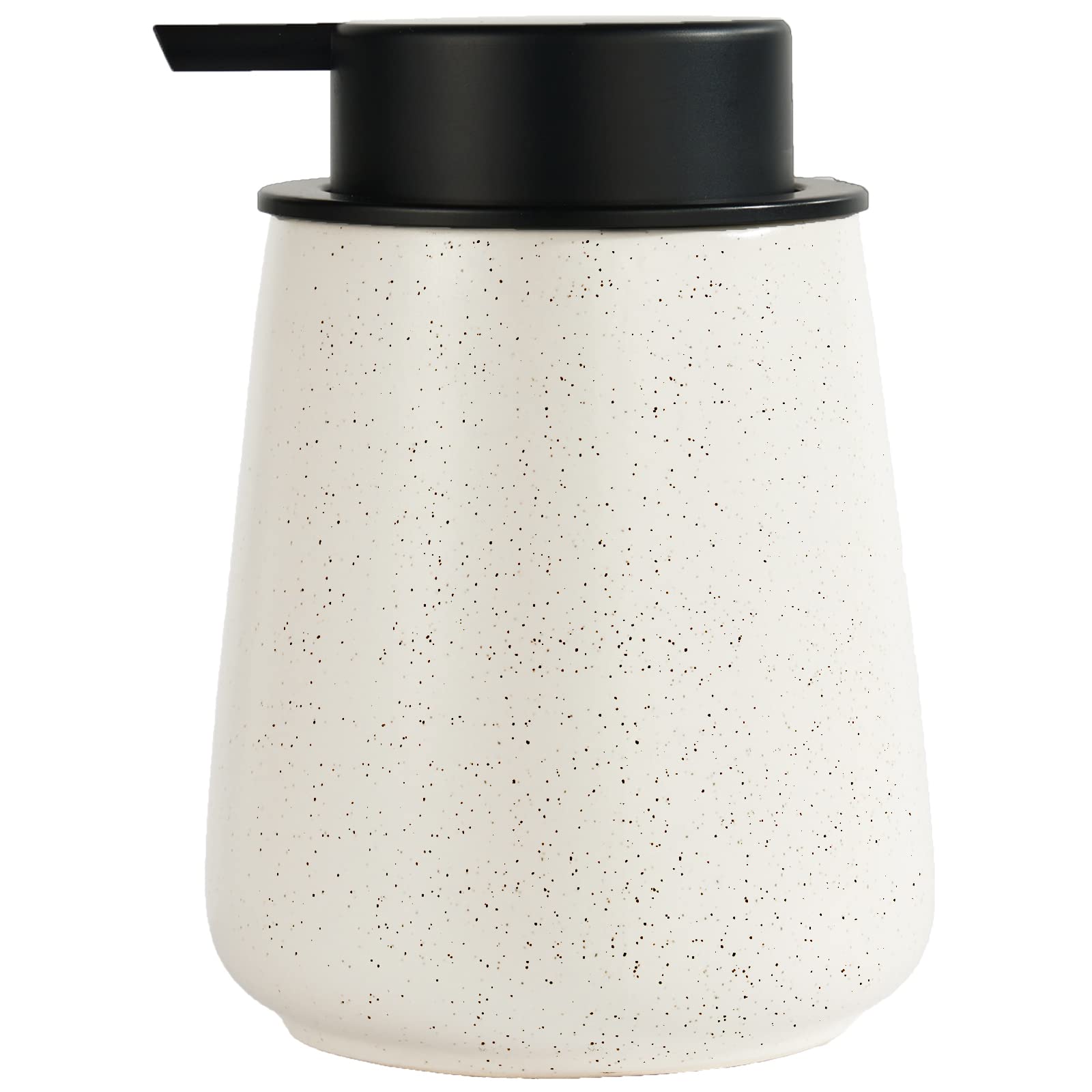 12Oz Ceramic Liquid Soap Dispenser - Modern Lotion Hand Soap Dispenser with Easy-to-Press Black Pump, Reusable and Refillable Dish Soap Dispensers for Bathroom & Kitchen, Speckled Matte Beige