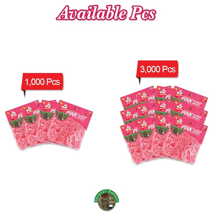 Beauty Town 1000 Pcs Rubber Bands Hair Band Soft Elastic Hair Accessories Braids Mini Hair Ties Stretchy Hair Ties No Damage Rubber Bands for Hair (4-Packs) (Pink)