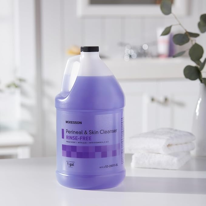 McKesson Perineal Skin Cleanser with Aloe, 1 Gallon [Pack of 4] Rinse-Free Body Wash for Incontinence or Ostomy Care, Fresh Scent