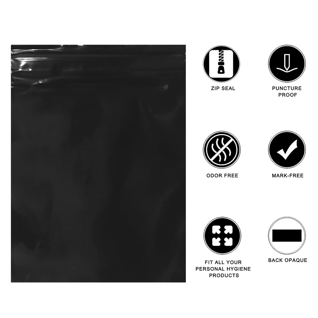 Feminine Personal Disposal Bags,100 Pack 6x8 inches Black Opaque Zip Seal Tampon disposal bags with Black Storage Bag Discreet Disposal for Tampons,Sanitary Pads,Sanitary Liners