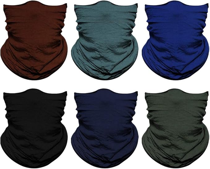 Neck Gaiter Mask, Sun Mask, Rave Bandana Face Mask, Seamless Face Scarf, Headband for Men Women (A-Multi Solid)