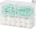 2 Pack Bathroom Container with Divider, Plastic Vanity Storage Canister Jars with Lid for Cotton Balls, Makeup Pads, Cosmetics Sponges, Floss Picks, Clear Desk Drawer Organizer Box
