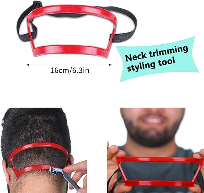 Beard Shaping Tool Kit Neckline Shaving Template Guide Set for Men Hair Styling Red, hair styling tools kit, STANDARD