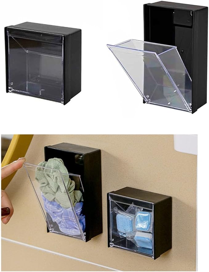 Magnetic Wall Mounted Bathroom Organizer Cotton Pad Holder Makeup Box Plastic Storage Container for Cotton Swabs Jewelry