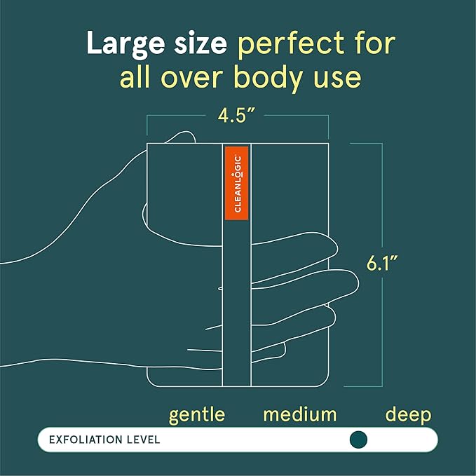 Cleanlogic Sport Exfoliating Body Scrubber, Large Exfoliator Tool for Athletes, Daily Skincare Routine for Smooth Clean Skin, 3 Count Value Pack