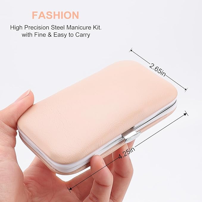 9 PCS Premium Manicure Set, AULLUA Nail Clippers, Professional Grooming Gift Kit, Pedicure Kit, Stainless Steel Facial, Cuticle, Nail Care Tools with Luxurious Portable Travel Case, for Women & Men