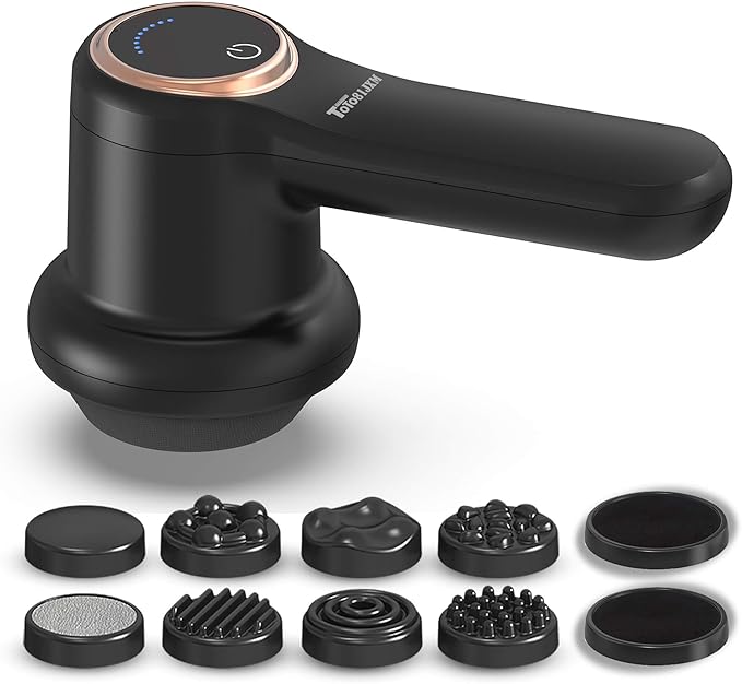 TOTO81JXM Handheld Cellulite Massager, Body Sculpting Machine, Lymphatic Drainage Device, Lipo Massage Roller for Stomach Belly Butt Arms Legs, Vibrating Massage Home Use Cordless & Mini (Black)