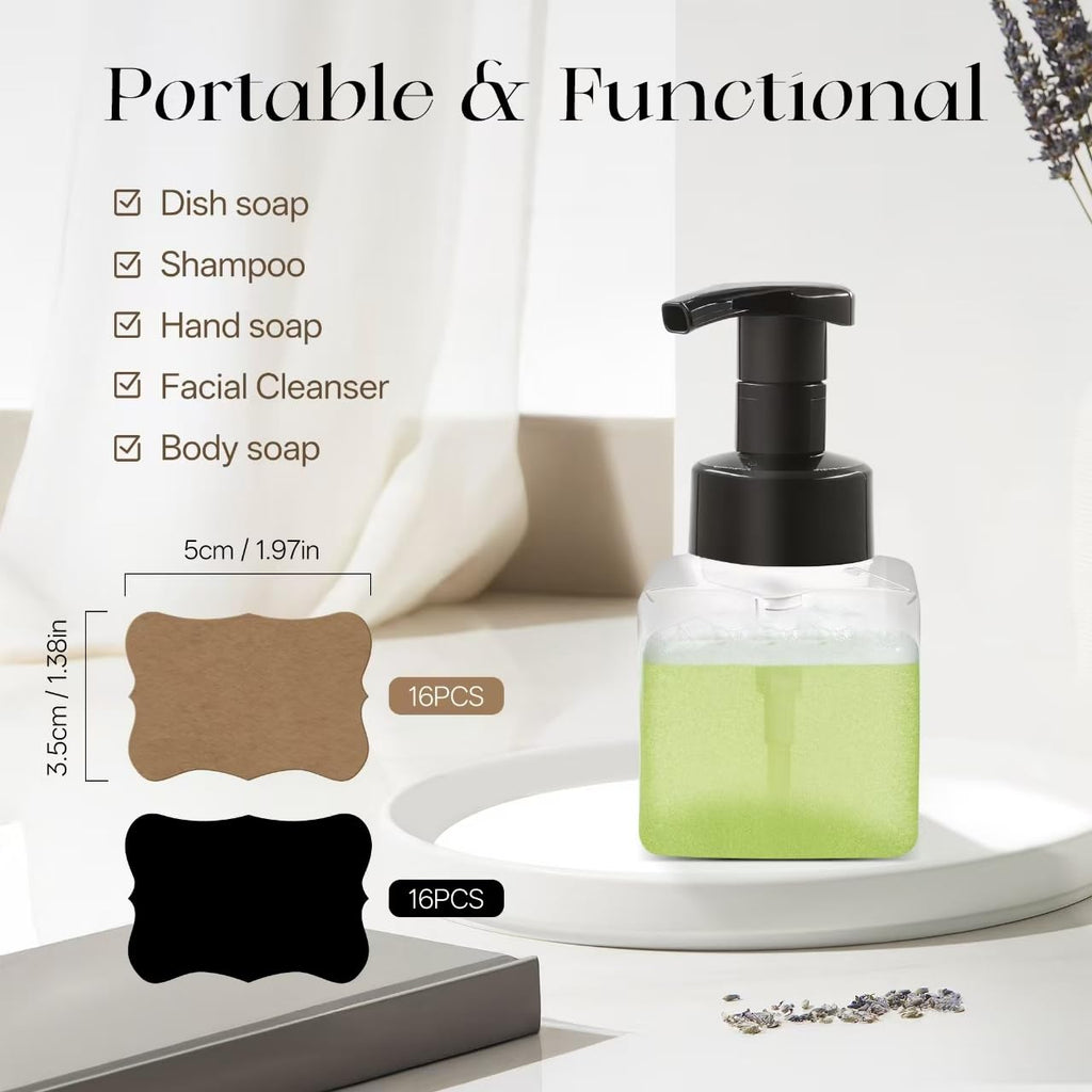 30 pcs 8.5 oz Foaming Soap Dispenser Plastic Foaming Pump Bottle, Refillable Dispenser with Plastic Pump, Empty Hand Bottles for Liquid Soap, Shampoo, Bathroom,Hotel,Restaurant (30, Transparent)