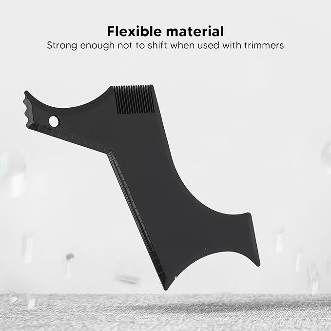 Beard Shaper, Beard Lineup Tool Beard Grooming Toolkit Includes Beard Shaping Stencil with 4 Barber Pencils for Home Use and Travel (Black)