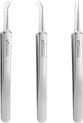 3 Pcs Silver Professional Blackhead Tweezer Professional Facial Blackhead Remover Tweezers Precision Extractor Acne Removal Kit Pimple Popper Tool with Storage Box Skin Care Tools