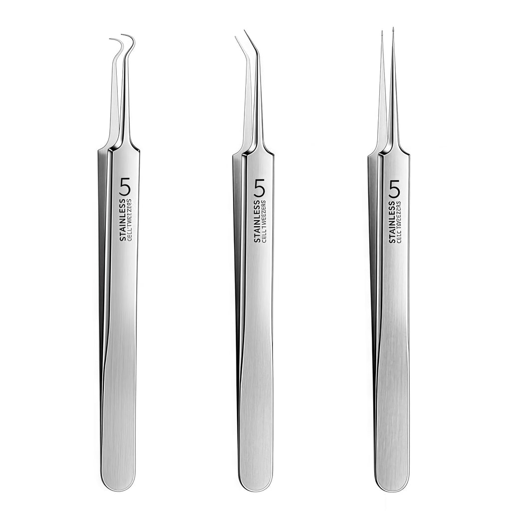 3 Pcs Silver Professional Blackhead Tweezer Professional Facial Blackhead Remover Tweezers Precision Extractor Acne Removal Kit Pimple Popper Tool with Storage Box Skin Care Tools