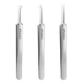 3 Pcs Silver Professional Blackhead Tweezer Professional Facial Blackhead Remover Tweezers Precision Extractor Acne Removal Kit Pimple Popper Tool with Storage Box Skin Care Tools