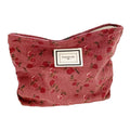 SxoSyo Cosmetic Bags for Purse, Floral Makeup Bag, Dark Red Rose
