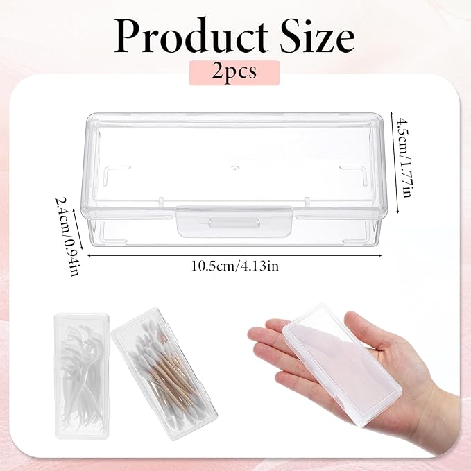 2 Pcs Portable Travel Cotton Swab Holder, Small Dental Floss Picks Case