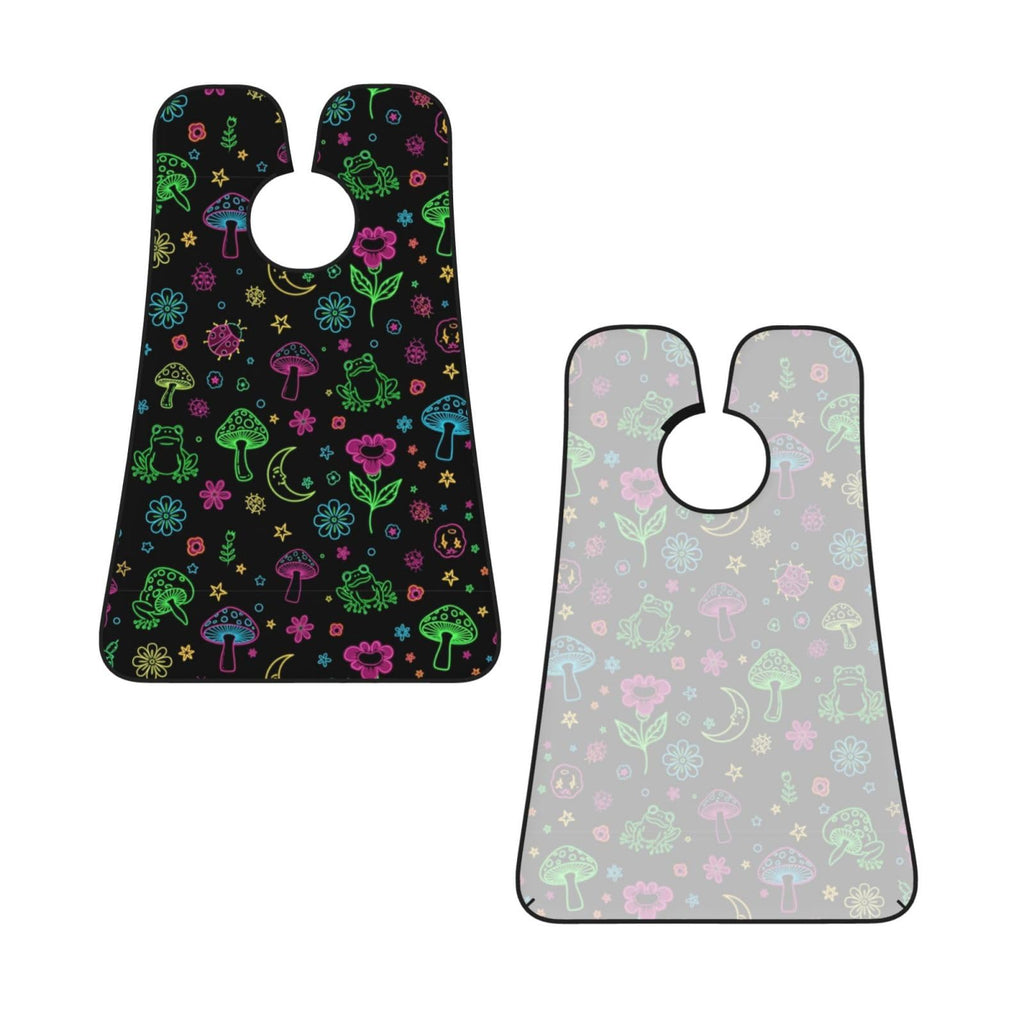 Adjustable Beard Bib, Non-Stick Hair Catcher Cape for Men's Shaving, Waterproof with 2 Suction Cups, Purple Flower Trippy Goth Moon Mushrooms Floral Shave Bib