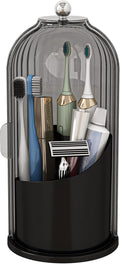 Zufudo Toothbrush and Toothpaste Holders with Cover, Grey Black