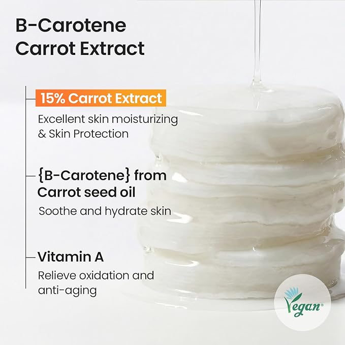 SKINFOOD Carrot Carotene Toner Pads, Hydrating & Soothing, Cotton Facial Toner Pads for Sensitive Skin, Korean Skincare for Face, Quick Calming, After Sun & Heat Care, 60 Pads