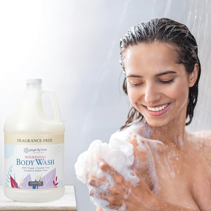 Ginger Lily Farms Botanicals Nourishing Body Wash, 100% Vegan & Cruelty-Free, Fragrance Free, 1 Gallon (128 fl oz) Refill