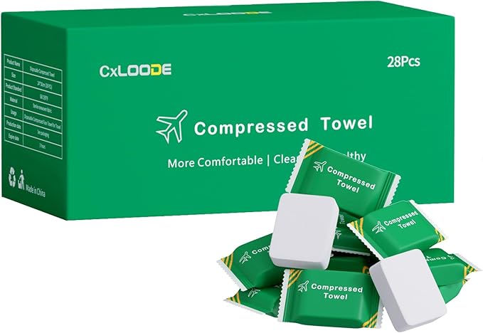 Disposable Towel Compressed Towel Tablets, Disposable Face Compressed Towels Large Size Coin Tissue Portable Washcloth Reusable for Travel Camping Hiking Outdoor Sports Beauty Salon SPA 28 PCS