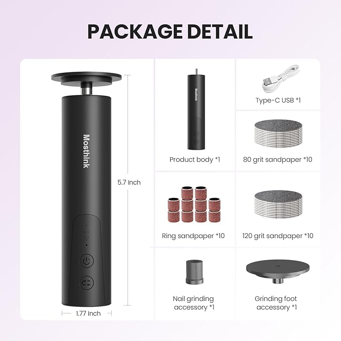 Electric Foot Callus Remover, 2 in 1 | 6 Speed Adjustable Foot File Nail Grinder with Sandpaper Disks, Professional Sander Pedicure Tool for Feet Dead Skin, Self Care Gifts for Women Mom Lover Friends