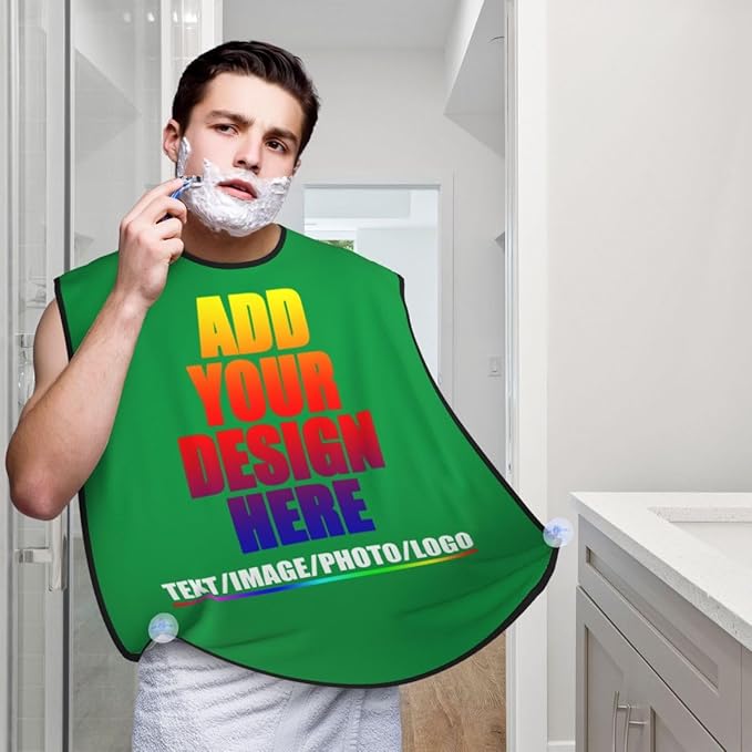 Custom Beard Bibs Apron Personalized Beard Hair Catcher Add Photo Picture Text Waterproof Beard Shave Cape for Shaving Trimming for Birthday Father's Day Gifts Irish Green