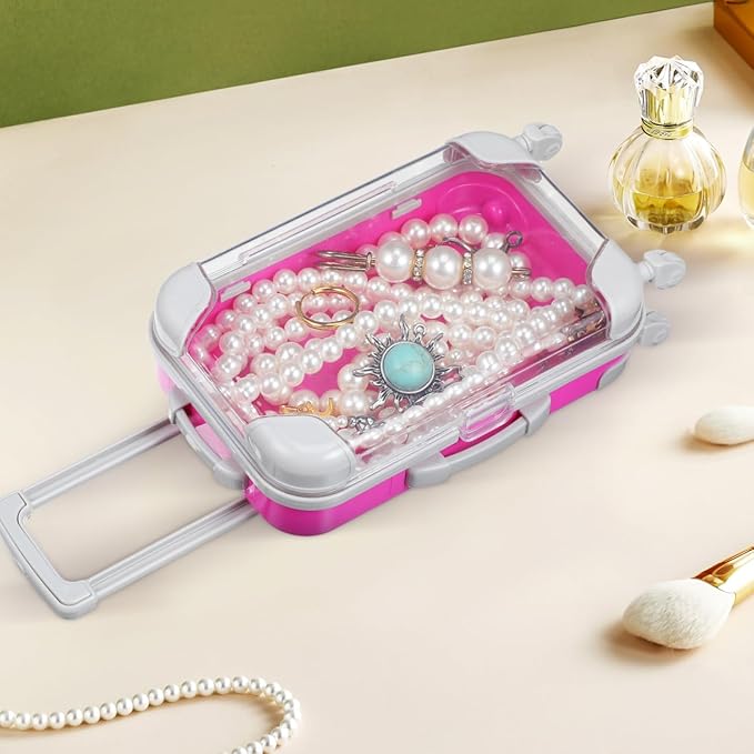 Unomor Mini Suitcase Eyelash Box Portable Travel Makeup Case Organizer Compact Cosmetic Carrying Case for False Eyelashes and Small Accessories