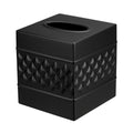 Monarch Abode Tissue Box Cover Square – Handcrafted Geo Embossed Black Metal Tissue Holder Box for Bathroom Accessory, Aesthetic Decorative Facial Napkin Cube for Modern Home Décor