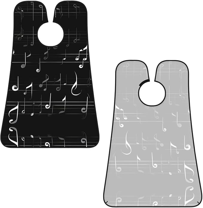Black Music Notes Print Beard Bib Apron For Men, Beard Hair Catcher For Men Shaving Trimming,Beard Cape Cloth