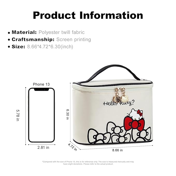 Vimanllie Makeup Bag Large Waterproof Cosmetic Bag with Dedicated Brush Holder,Cute Printed Makeup Organizer for Women Traveling,Portable Toiletry Bag for Girls