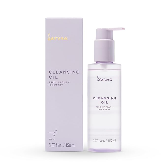 Karuna Cleansing Oil for Face - Gentle Makeup Remover Oil with Camellia, Hyaluronic Acid, Prickly Pear & Aloe - Pre-Cleanse Oil Based Face Cleanser for All Skin Types Including Oily & Blemish-Prone