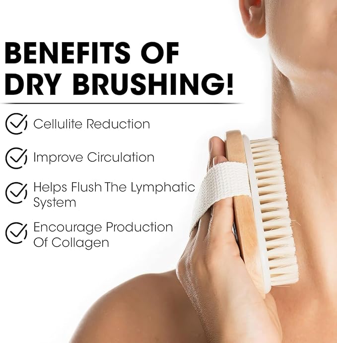 OPAZ Dry Body Brush 2 Pack, Natural Boar Bristle Exfoliating Brush