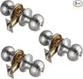 3 Pack Brushed Nickel Door Knobs Interior,Bath & Bed Privacy Door Knob, Keyless Door Lock Round Doorknobs