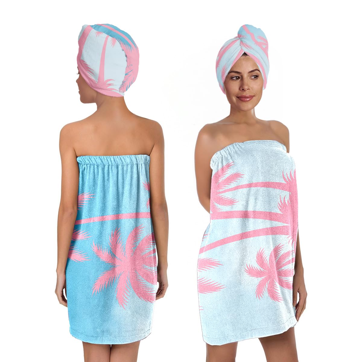 QIULIBMH Women's Boho Butterfly Towel Wrap and Hair Drying Cap Set – Celestial Moon Sun Print Spa Wrap – Quick Dry Microfiber Bath Wrap for Dorm, Gift, Witchy Girls (Butterfly)