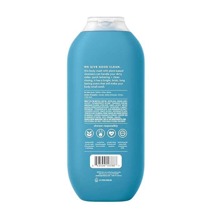 Method Men Body Wash, Glacier and Granite, Paraben and Phthalate Free, Quick-Lathering Cleansers, Cruelty Free, 18 oz (Pack of 1)