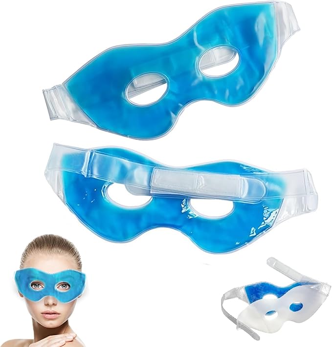 Sport Emblema Reusable Cooling Eye Mask for Puffiness & Swelling Migraines 2PCS Gel Frozen Eye Mask for Dark Circles Dry Eyes Hot Cold Compress Ice Pack for Headache Relief