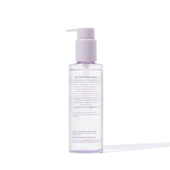 Karuna Cleansing Oil for Face - Gentle Makeup Remover Oil with Camellia, Hyaluronic Acid, Prickly Pear & Aloe - Pre-Cleanse Oil Based Face Cleanser for All Skin Types Including Oily & Blemish-Prone