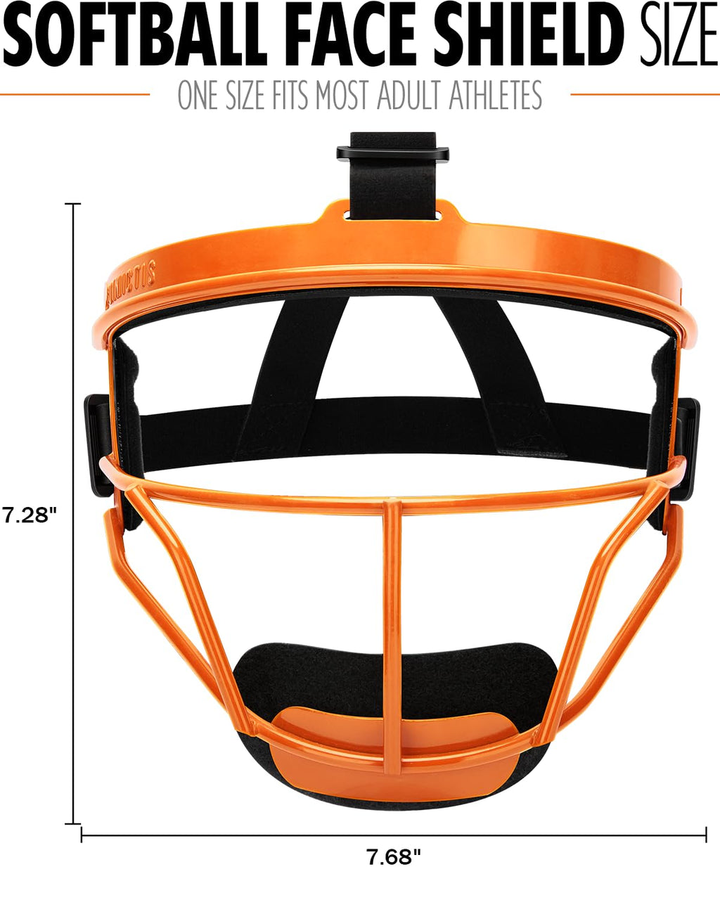 Dinictis Softball Face Mask, Lightweight, Comfortable, with Wide Field Vision, Durable and Safe Face Guards, Premium Protective Softball Fielder's Mask-Vibrant Orange-Adult(L)