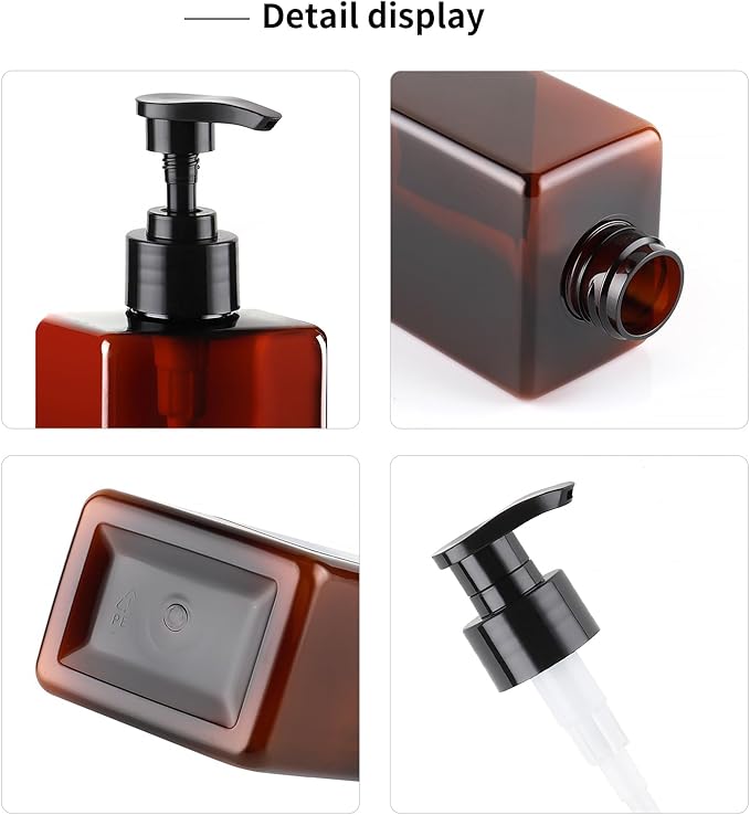 Shampoo and Conditioner Dispenser - Shower Shampoo Dispenser - 16.9 oz Soap Dispenser Set, 3 Black Plastic Bottles