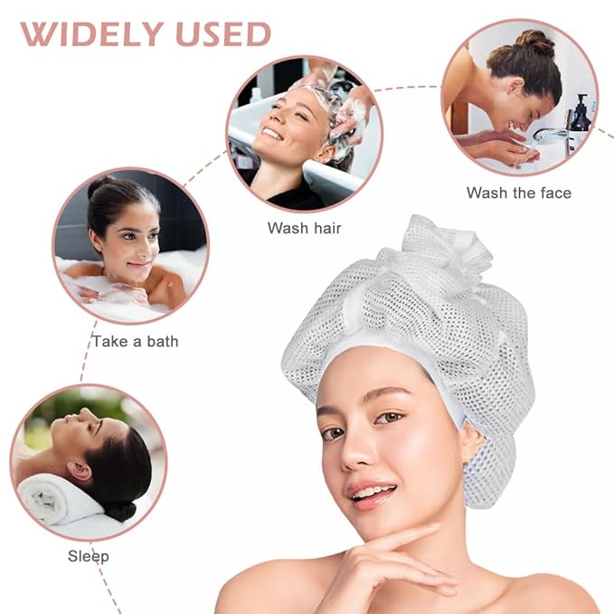Net Plopping Cap for Drying Curly Hair, Adjustable Net Diffuser Cap Curly Hair, Hair Dryer Bonnet with Drawstring Hair Plopping Bonnet for Fast Drying(COLOR:white)