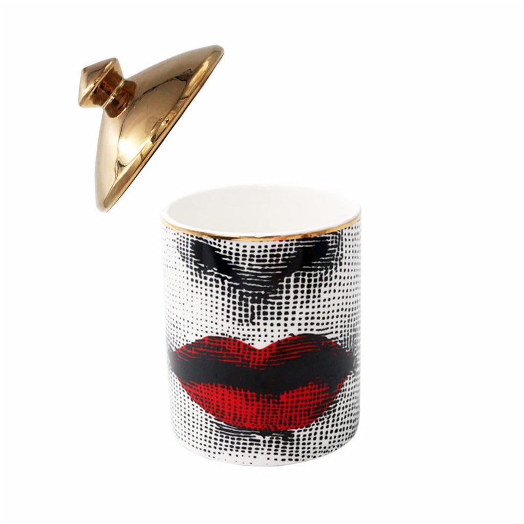 Big Eye Starry Sky Aromatherapy Candle Jar with Lid Ceramic Makecup Cotton Swab Holder Home Deocrative Bottler, Home Fireplace Kitchen Dining Decor for Living Room Knick Knacks Candle Holders (F2)
