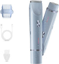 Bikini Trimmer for Women, 2 in 1 Electric Razor & Bikini Shaver for Womens IPX7 Waterproof Body Hair Trimmer and Facial Hair Remover,Blue