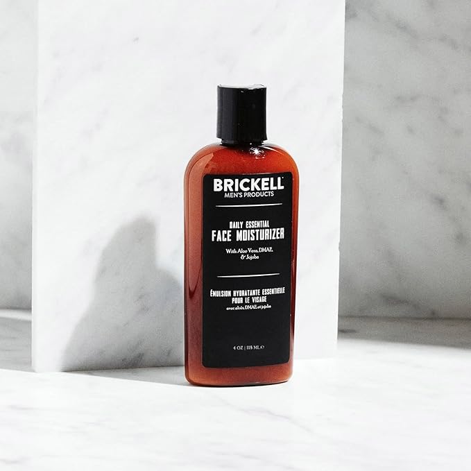Brickell Men's Daily Essential Face Moisturizer for Men, Fast-Absorbing Face Lotion with Niacinamide, Green Tea, and Hyaluronic Acid, 4 Ounce, Unscented